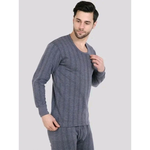 Men's Printed Navy Blue Thermals - Navy Blue, 2XL