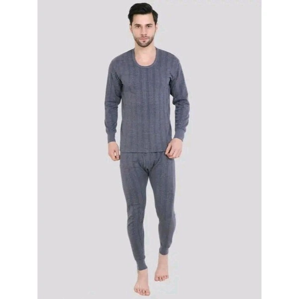 Men's Printed Navy Blue Thermals - Navy Blue, 3XL