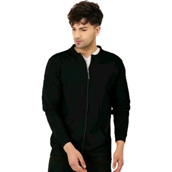 LEOTUDE Men's Regular Fit Bomber Jacket(Black Color)  - Black, M
