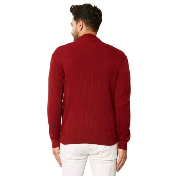 Kvetoo Men's Solid Maroon Men High Neck Sweaters - Maroon, L