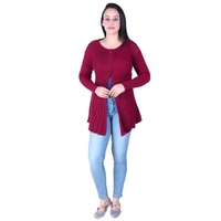 Ogarti woollen full sleeve round neck Magenta Women's  Shrug - Maroon, XXL