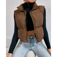 _ Puffer Vest Jacket - S, Brown