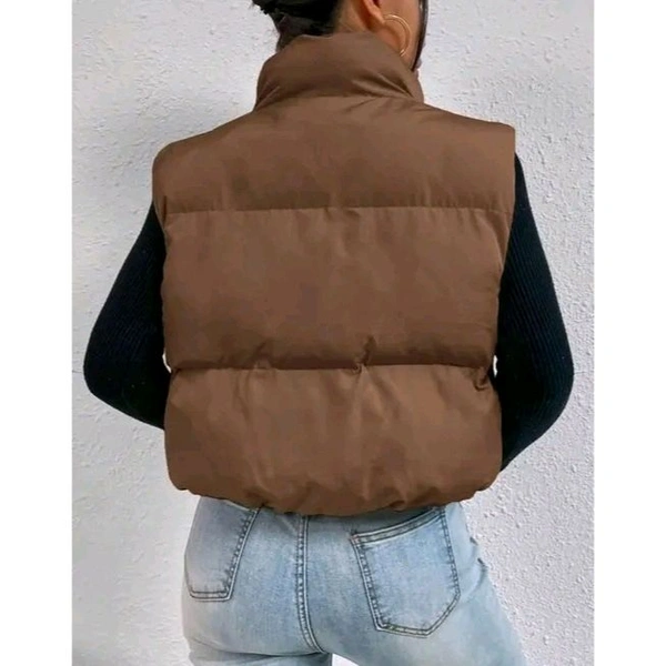 _ Puffer Vest Jacket - S, Brown