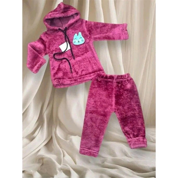 LITTLE MUFFS Baby Girl Stylish Winter Suit with Fur Cap – Cozy & Adorable Outfit - Purple, 1-2 Year