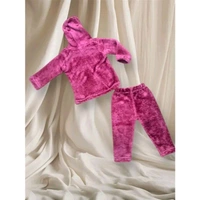 LITTLE MUFFS Baby Girl Stylish Winter Suit with Fur Cap – Cozy & Adorable Outfit - Purple, 1-2 Year