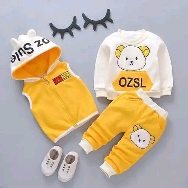 WINTER SPECIAL 3PCHOODIE SET FOR GIRLS&BOYS - 2-3 Year, Yellow