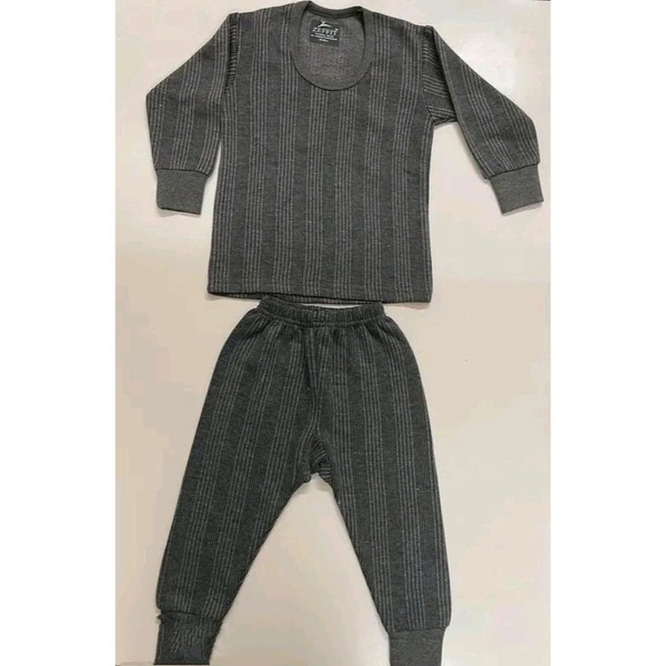 Soft Kids (Boys and Girls)Thermals Suit Set ,Stretchable, Breathable and Lightweight - Gray, 8-9 Year
