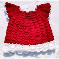 Baby Girls Handmade Woollen Frock Cum Sweater (Red Color) - Red, 6-12 Month
