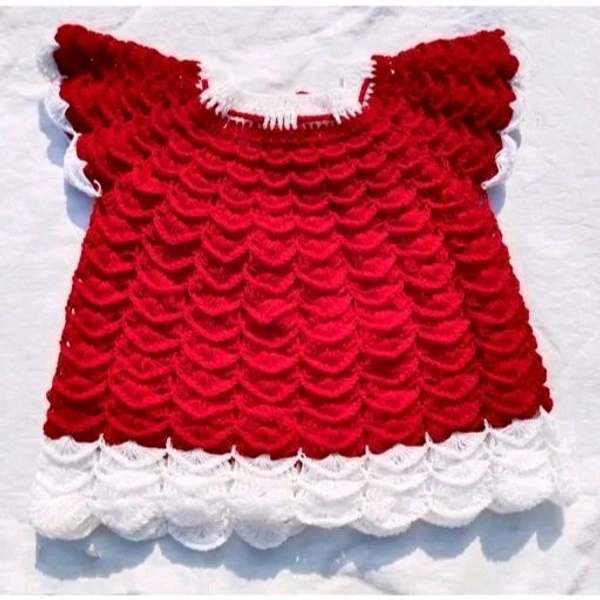 Baby Girls Handmade Woollen Frock Cum Sweater (Red Color) - Red, 12-18 Month