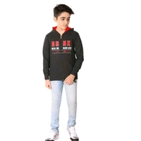 Mist n Fogg Kid's Printed Hood Black Sweatshirts & Hoodies - Black, 11-12 Year