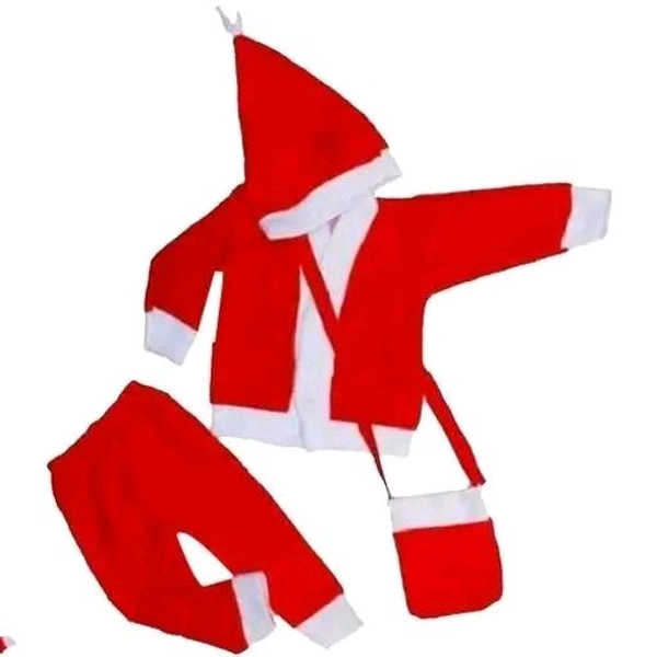 Santa Claus Costume Dress Kids Christmas Costume Complete Set of 4(Jacket,Pant,Hat,Pouch)-Red & White Fancy Dress Costume