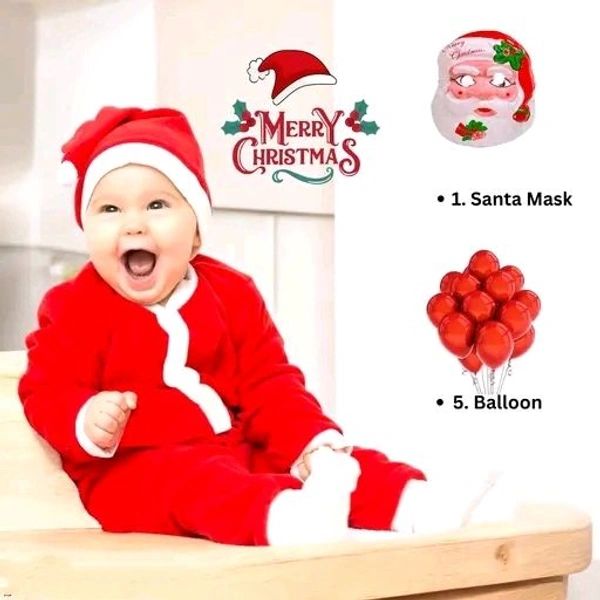 Christmas Special Santa Dress, Included, (Santa Mask),  (Teddy), etc. - Red, 0-3 Month