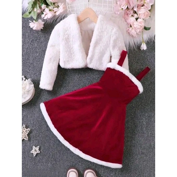 Winter dress.top and dress.frock & dress - Maroon, 9-12 Month