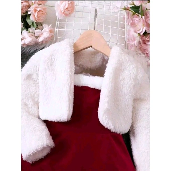 Winter dress.top and dress.frock & dress - Maroon, 9-12 Month