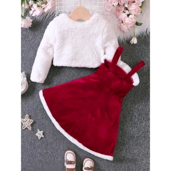 Winter dress.top and dress.frock & dress - Maroon, 12-18 Month