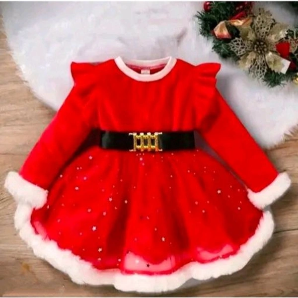 Princes Classy Girl Frock Dresses for christmas - 18-24 Month, Red