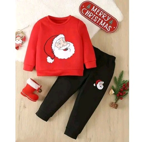 GUDPIG Unisex Kids Christmas Long Sleeve Graphic T-Shirt And Pant Set (Pack of 1) - Red, 4-5 Year