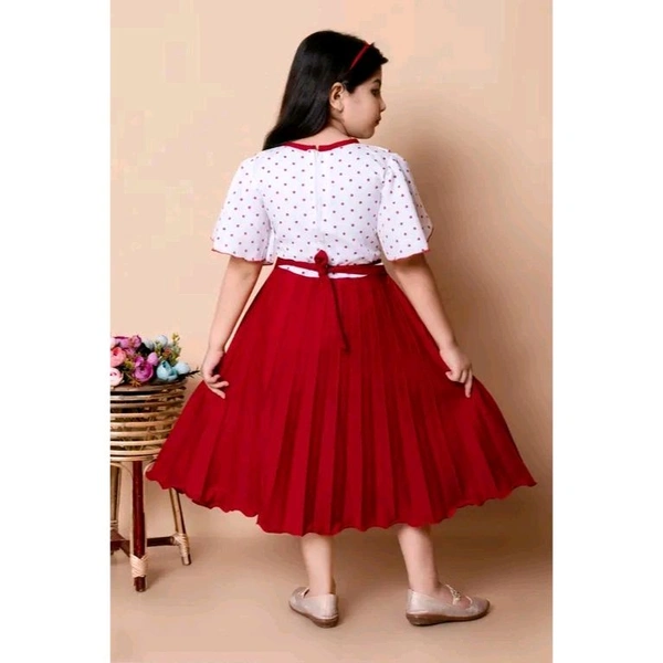 Printed Frock for Girls - Maroon, 1-2 Year