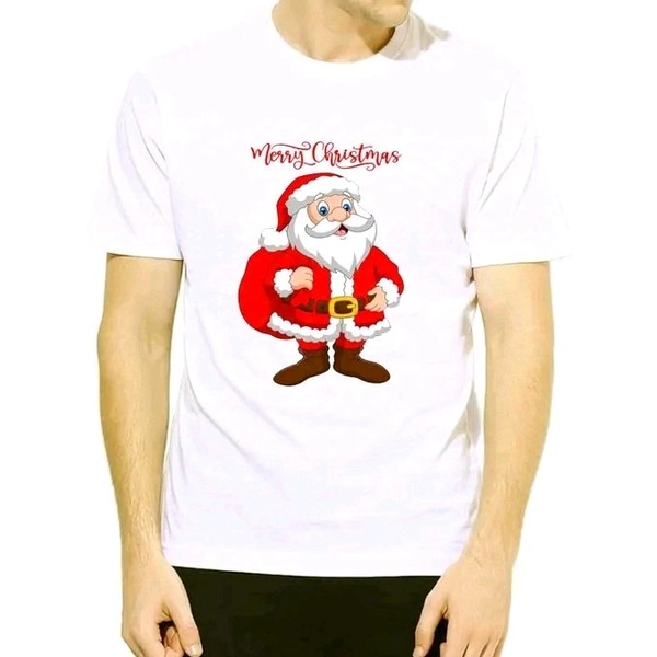 Trendy Merry Christmas with Santa Tshirt - XXS, White
