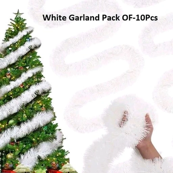 Set of 10 White Garland Normal 3CM for Christmas Tree Decoration - White