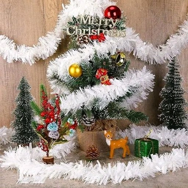 Set of 10 White Garland Normal 3CM for Christmas Tree Decoration - White