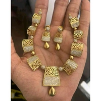 PREMIUM QUALITY MICROPLATED AD STONE  NECKLACE WITH EARRING