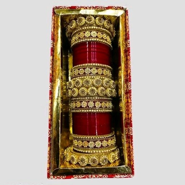 Maroon Color Punjabi Bridal Chuda For Wedding, Rajwadi Dulhan Chuda - 2.4, Maroon