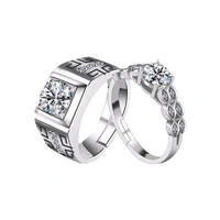 Paola Solitaire Adjustable Speical Couple Ring Set Diamond Stylish Wedding Engagement Valentine Gift Silver Plated Ring For Women And Men