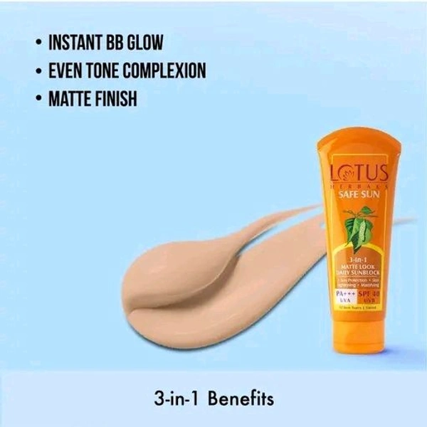 Lotus Herbals  Herbals Safe Sun 3 In 1 Tinted Daily Sunscreen SPF 40 |50g (Pack of 2)