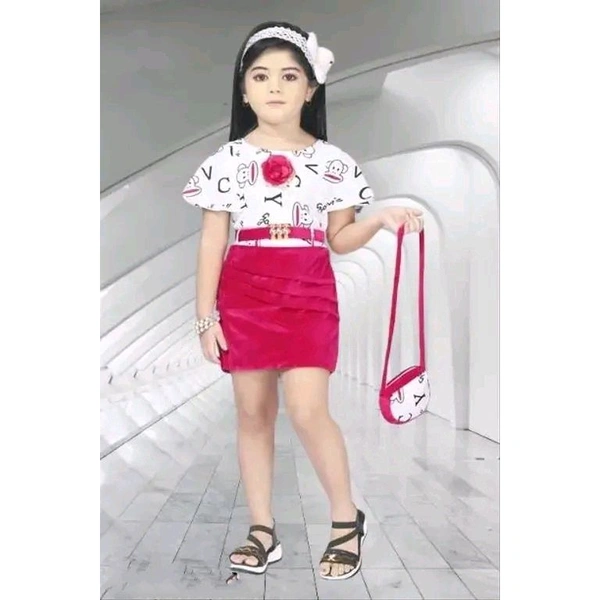 Pink Velvet Girls Cotton Blend Frocks & Dresses - Pink, 6-7 Year