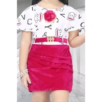 Pink Velvet Girls Cotton Blend Frocks & Dresses - Pink, 6-7 Year