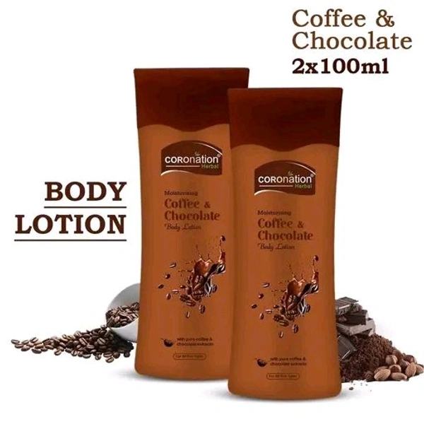 Coronation Herbal Coffee and Chocolate Moisturising Body Lotion for Men & Women | For Deep Nourishment & Moisturization - 2x100 ml
