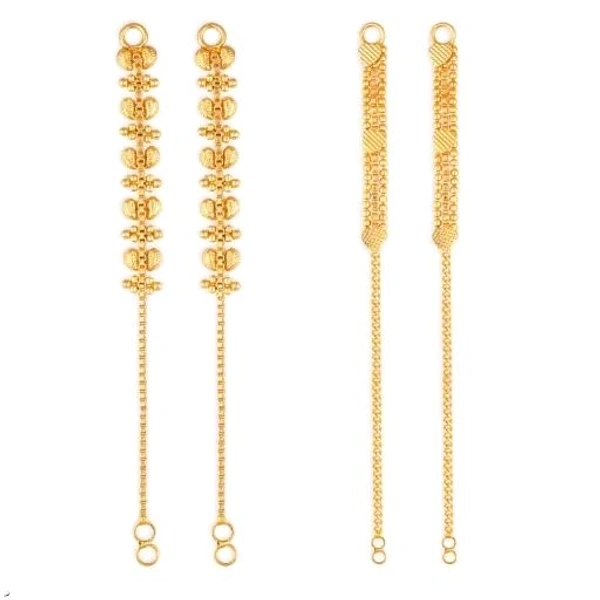 Traditional wear 1 One Gram Gold Plated alloy Fancy Kanchain, Ear chain, kanoti, ear Cuff, Ear to Ear Chain, kanchain Combo set for Women and Girls- (Pack of - 2 Pair kanchain)