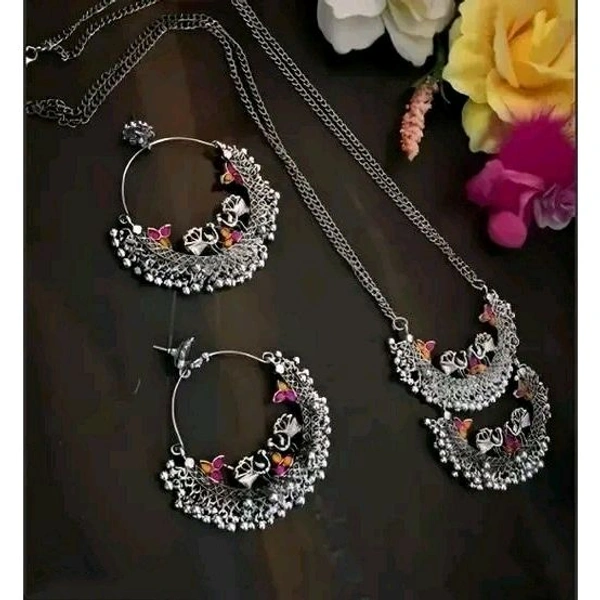 german silver orange pink jewelry set for women girl
