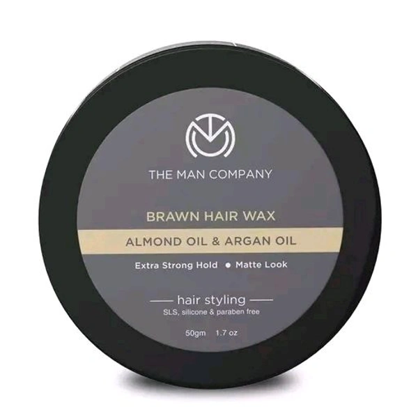 The Man Company Brawn Hair Styling Wax for Men | Strong Hold, Matte Finish Hair Wax | Natural Almond & Argan Oil | Volume & Nourishment to Hair - 50gm