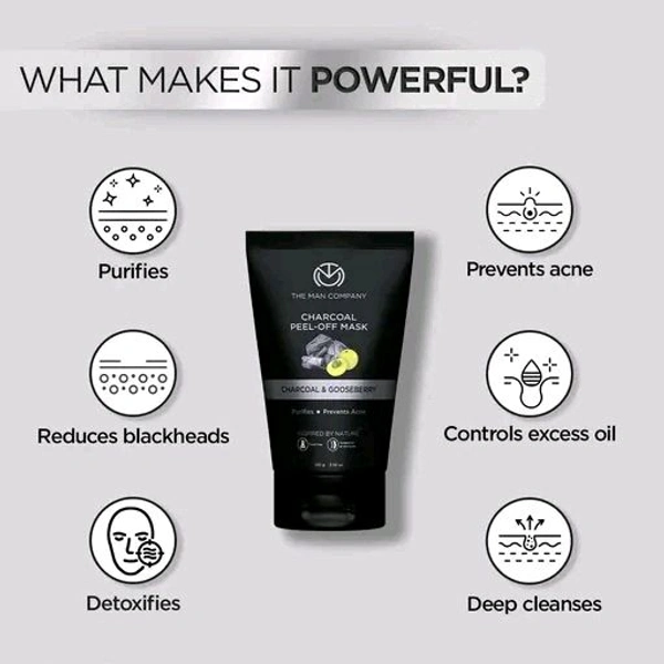The Man Company Activated Charcoal Peel Off Mask | Remove Blackheads, Dead Skin | Face Pack For Men | Paraben & Sulphate Free | 100gm