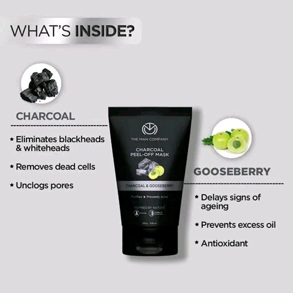 The Man Company Activated Charcoal Peel Off Mask | Remove Blackheads, Dead Skin | Face Pack For Men | Paraben & Sulphate Free | 100gm