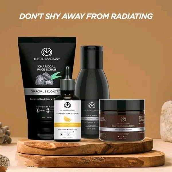 The Man Company Face on Point (Vitamin C face serum, charcoal face wash, charcoal face scrub and moisturising cream) | Made in India