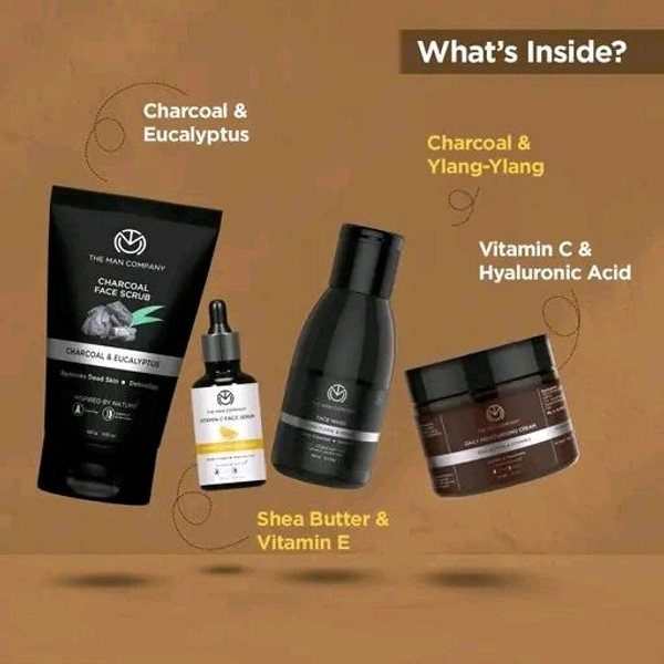The Man Company Face on Point (Vitamin C face serum, charcoal face wash, charcoal face scrub and moisturising cream) | Made in India