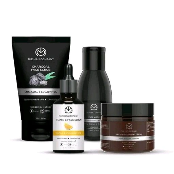 The Man Company Face on Point (Vitamin C face serum, charcoal face wash, charcoal face scrub and moisturising cream) | Made in India