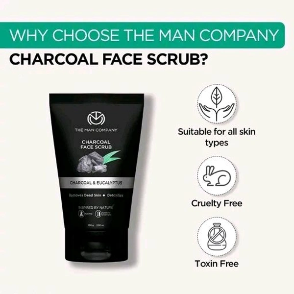 The Man Company Charcoal Face Scrub For Exfoliation, Anti-Acne & Pimples, Blackhead Removal (100 Gm) | Made in India