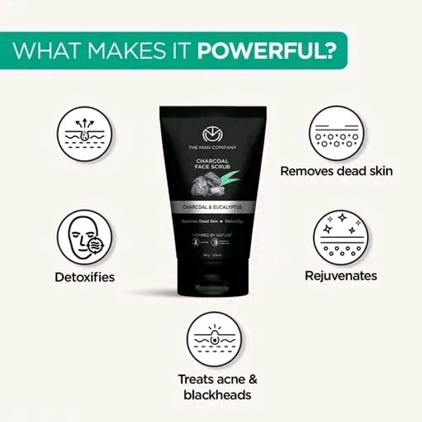 The Man Company Charcoal Face Scrub For Exfoliation, Anti-Acne & Pimples, Blackhead Removal (100 Gm) | Made in India