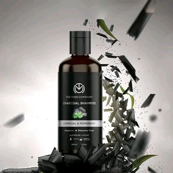 The Man Company Charcoal Shampoo For Oily Scalp To Eliminate Dandruff, Improve Hair Texture (250 Ml) | Peppermint & Clove | Healthy and Shiny Hair