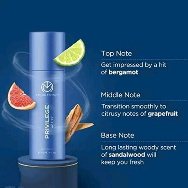 Privilege Active Deodorant for Men - 150ml | Premium Long-Lasting Body Spray for Men | Everyday Day Use Body Deodorant Spray