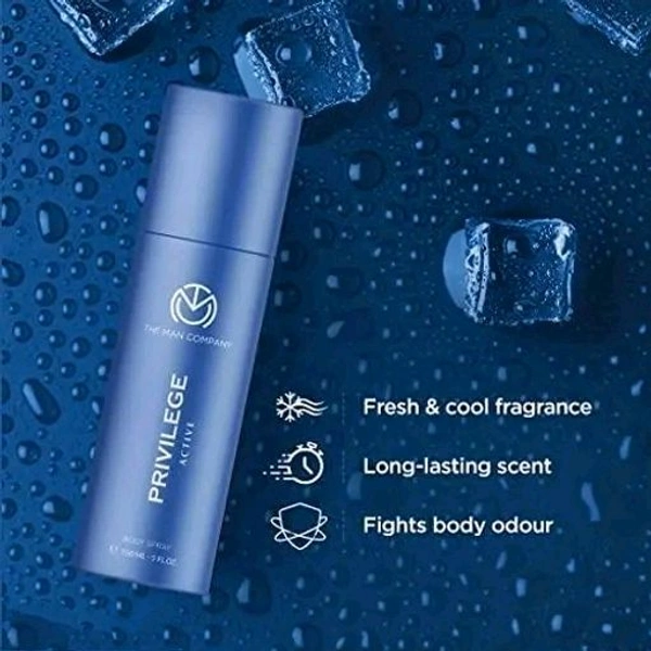 Privilege Active Deodorant for Men - 150ml | Premium Long-Lasting Body Spray for Men | Everyday Day Use Body Deodorant Spray