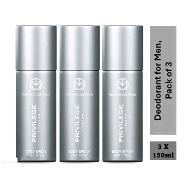 The Man Company Privilege Titanium Deodorant Combo for Men, Pack of 3 X 150ml