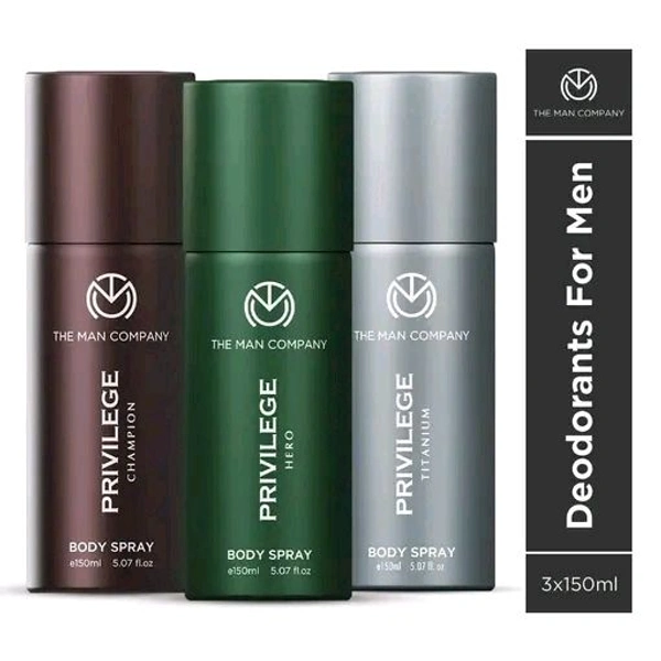 The Man Company Privilege Hero, Titanium & Champion Deodorant Spray, Pack of 3