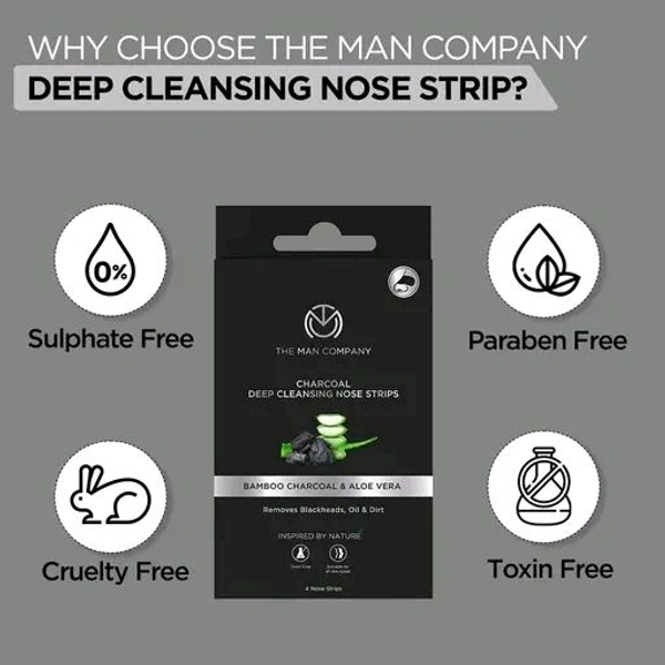 The Man Company Charcoal Nose Strips for Whitehead & Blackhead Removal - 4 Strips (Pack of 4) |
