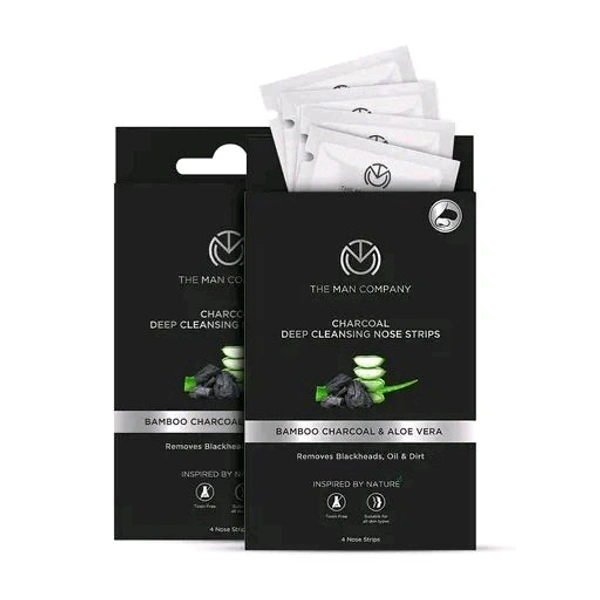 The Man Company Charcoal Nose Strips for Whitehead & Blackhead Removal - 4 Strips (Pack of 4) |