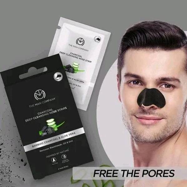 The Man Company Charcoal Nose Strips for Whitehead & Blackhead Removal - 4 Strips (Pack of 4) |